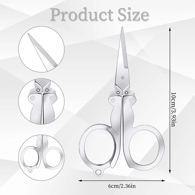 20Pcs Stainless Steel Small Scissors Folding Scissors Pocket Portable Foldable Travel Scissors Tiny Mini Craft Cutter