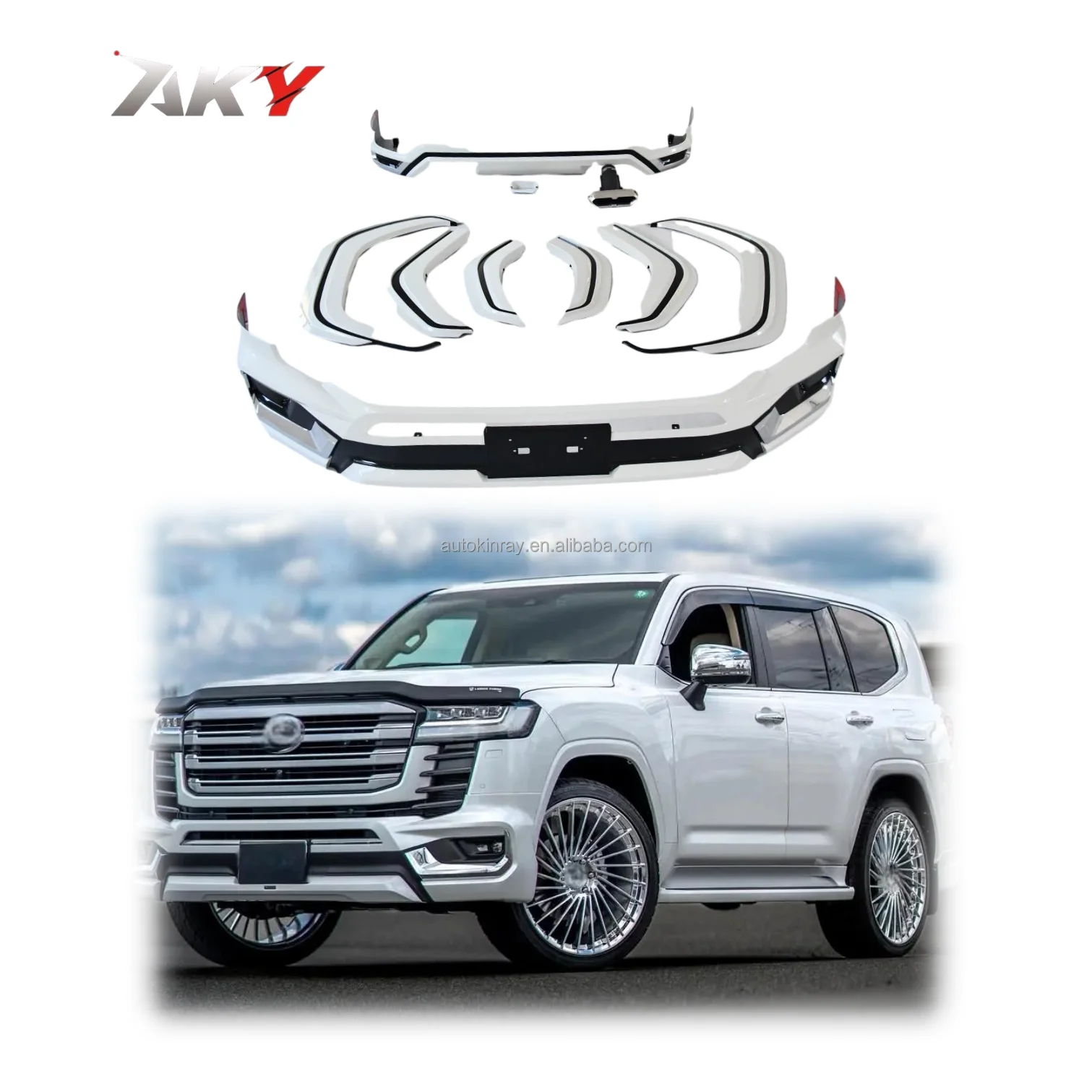 Kit de Carrocería para Toyota LC300 Land Cruiser 2021, Diseño Mod-elli-sta M Style, Difusor, Puntas de Escape y Parachoques de PP