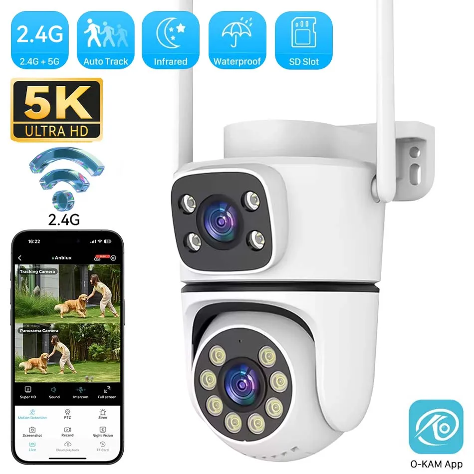 

PEGATISAN 4K Dual Len Outdoor IP Camera WiFi PTZ Auto Tracking Color Night Vision CCTV Surveillance Camera Security Protection