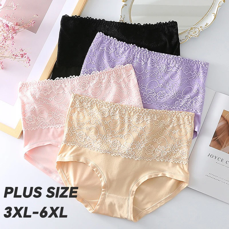 3PCS Plus Size Underwear Women Sexy Lingerie Invisible Panties Breathable Female Cotton Briefs Comfort Underpants Soft 3XL-6XL