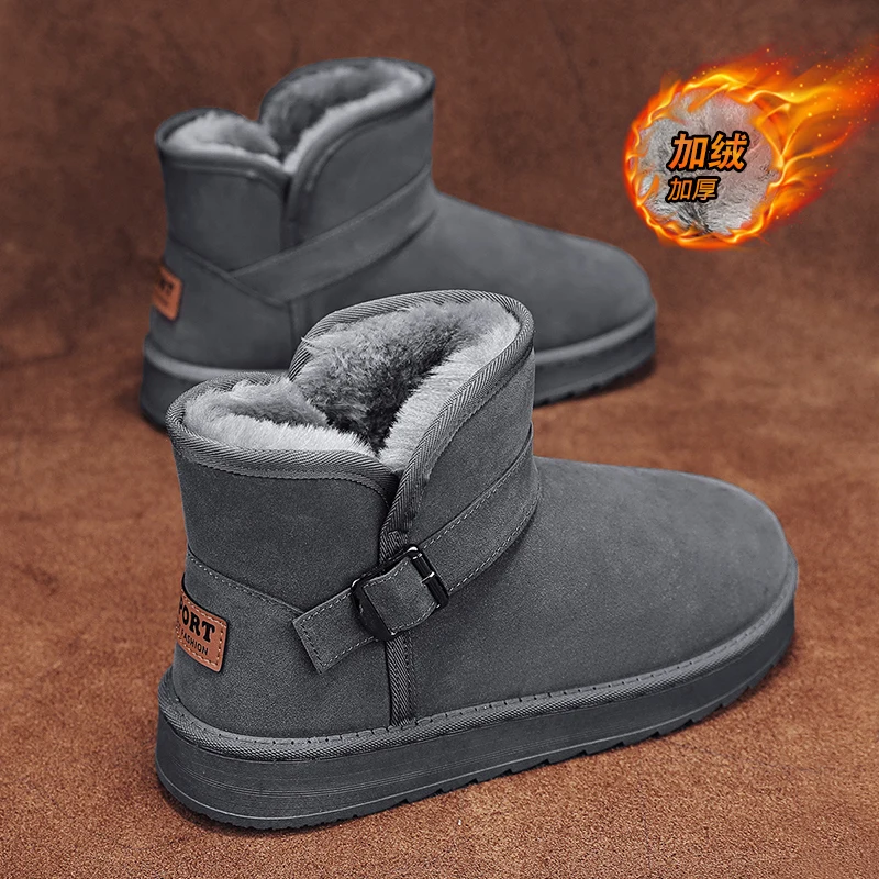 Suede Leather Snow Boots for Men Women - High Top Thermal Couple Winter Shoes Fleece Lined Anti-Slip Cold Weather Boots 2025