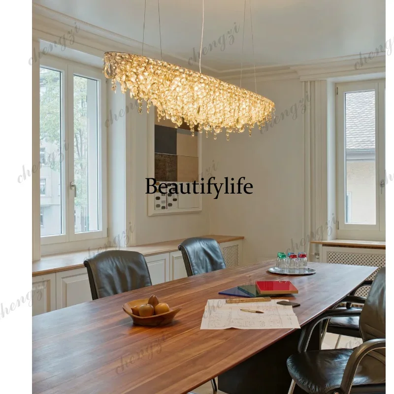 10 A73 Modern light luxury restaurant crystal chandelier Italian villa bar island table long table crystal chandelier