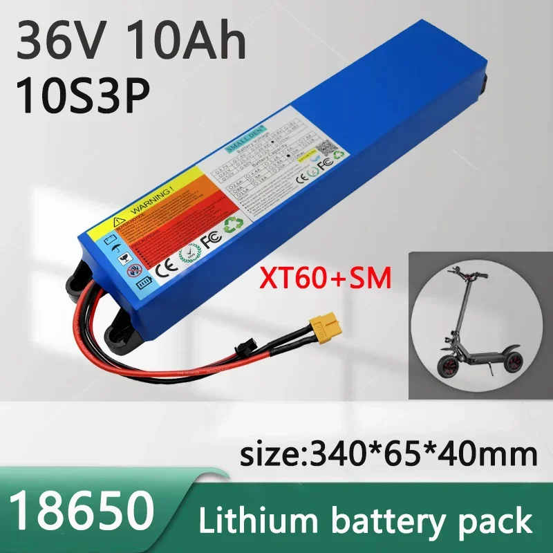 

36V 10A 21700 lithium battery pack 10S2P 10000mAh 0-500W built-in 15A BMS outdoor backup battery