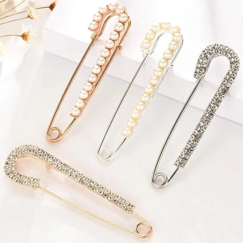 4 قطعة دبوس بروش مزخرف سبائك اللؤلؤ بروش كليب المرأة فساتين راقية كليب لسترة شال وقبعة الديكور