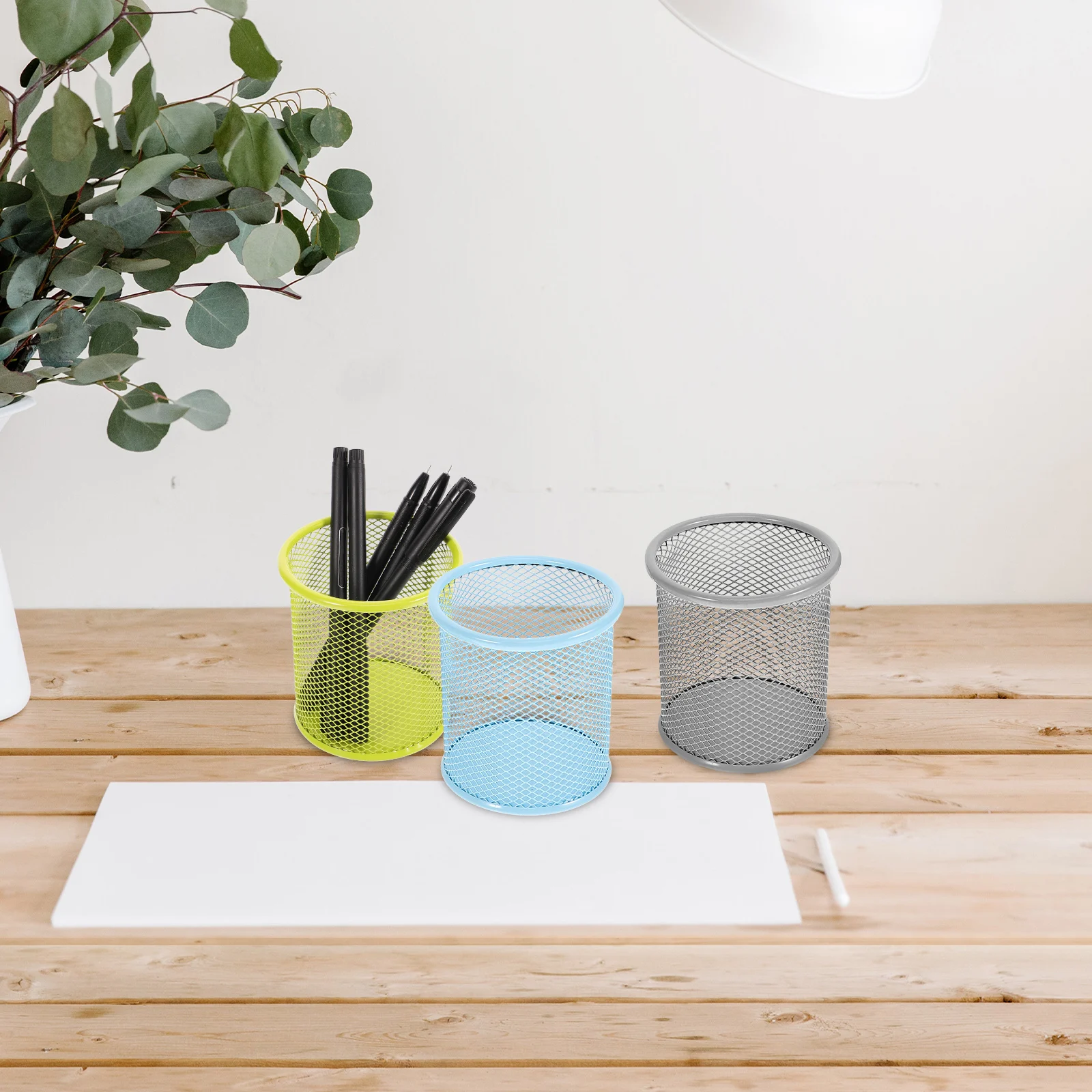 

3Pcs Metal Mesh Pen Holder Pencil Cup Desktop Organizer Brush Holder for Office School Use Pencil Pot for Desk