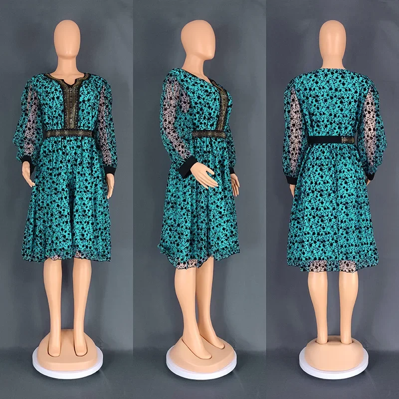 

African Print Dresses For Women 2025 Dashiki Patchwork Pleated African Clothes Big Size Africa Clothing Christmas Robe Dress