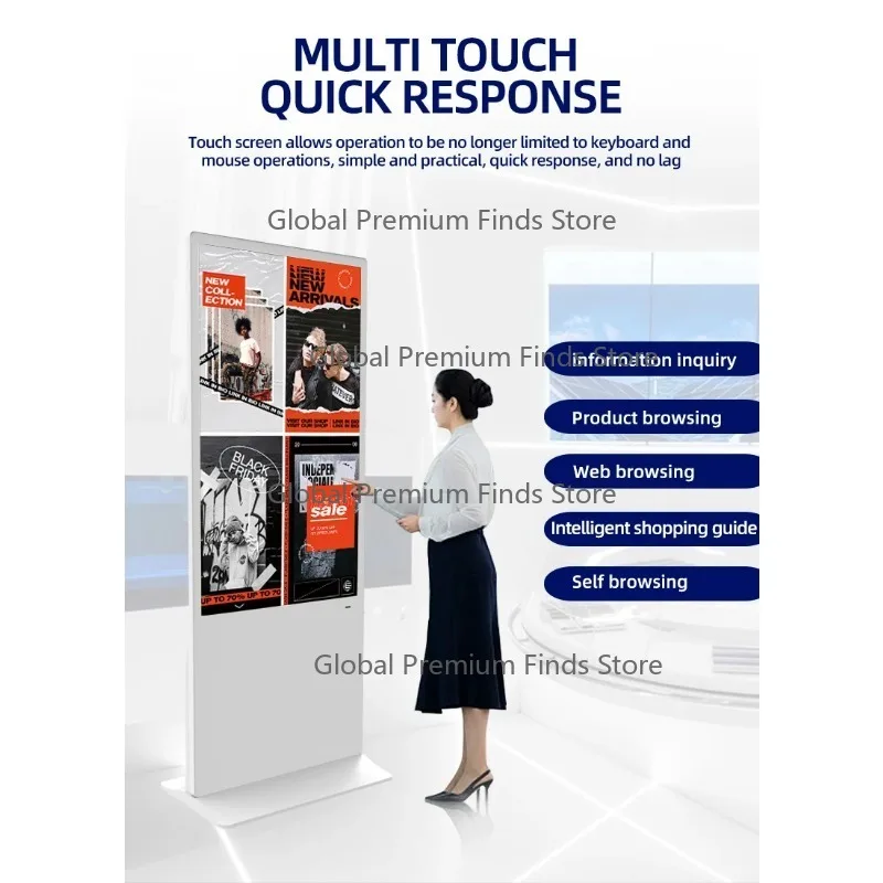 32/43/55 Inch Floor-Standing Vertical Touch Screen – Indoor LCD Inquiry & Video Playback Machine for Shopping Malls