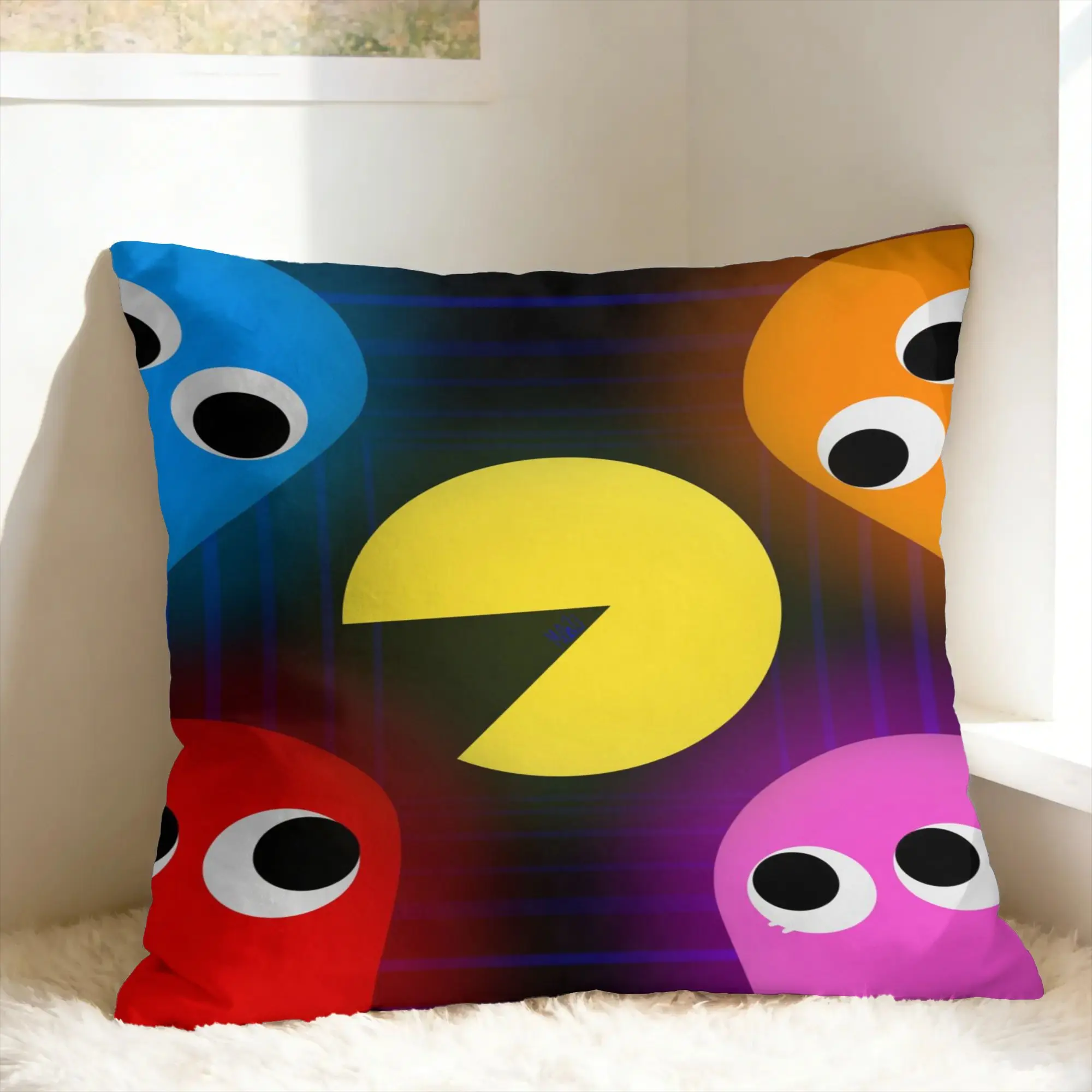 Pac-Man Pillow Cover  Kawaii Pillow Case For Sofa Couch Bed Living Room Soft Pillowcases Gift Idea