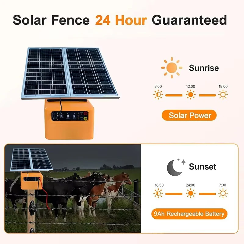 10 كجم الشمسية سياج كهربائي إنرجايزر 1.5 J مع بطارية الطاقة الشمسية جهاز شاحن الطاقة للحيوانات الماشية الأغنام مزرعة الماشية #2