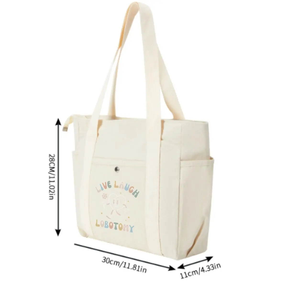 Live Laugh Lobotomy Large Capacity Canvas Tote Bags Work Commuting Carrying Bag College Style Student