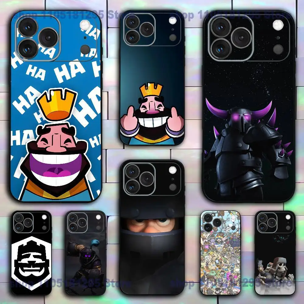 เคสโทรศัพท์ C-Clash R-Royale สำหรับ iPhone 17,16,15,14,13,12,11,XR,Pro,XS,Max,XR,Plus,Mini ซิลิโคนนิ่ม สีดำ กันกระแทก