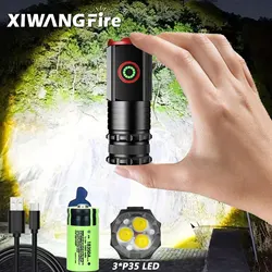 P35 LED Flashlights USB C Rechargeable Mini 18350 18650 Battery Flashlight Ultra Powerful Torch Waterproof Magnetic Flash Light