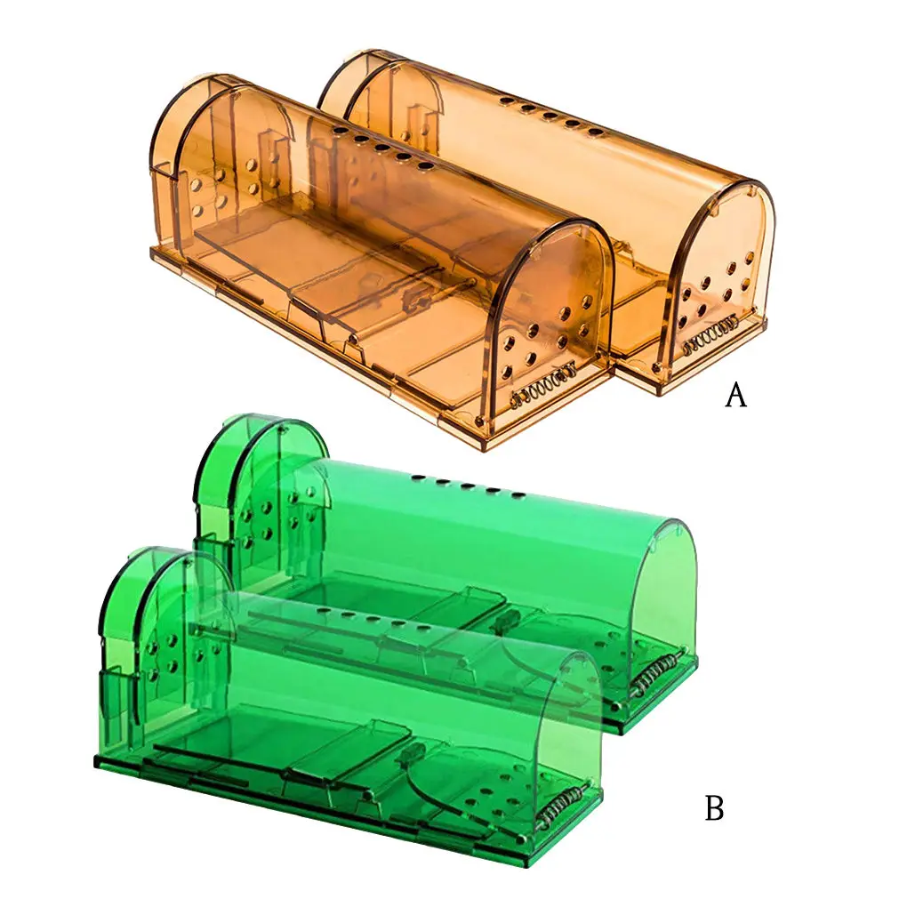 

2pcs set Mousetrap Plastic Mouse Cather Cage Reusable Home Mice Control Catching Tool Brown