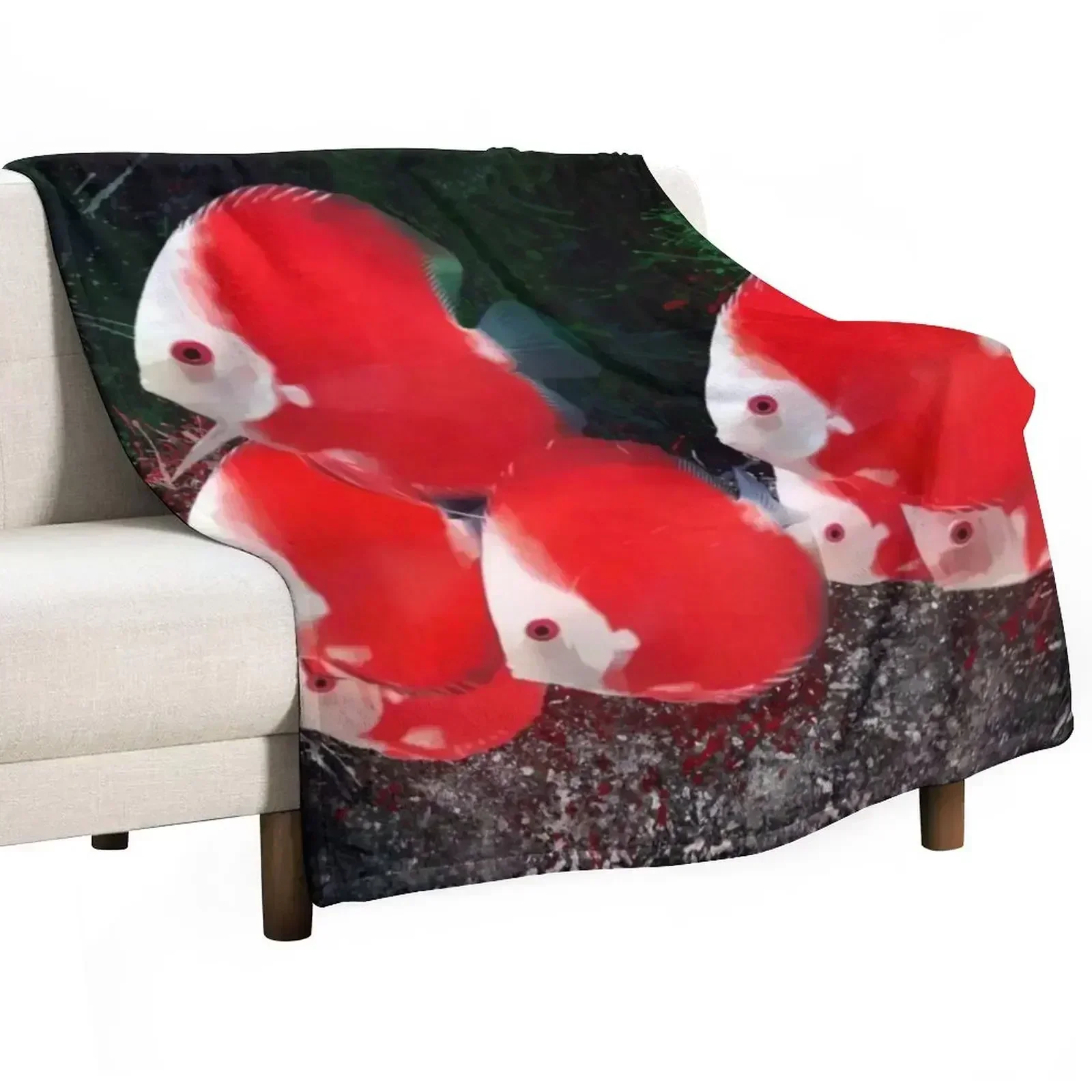 

White Face Red Discus School Throw Blanket Plush Stuffeds Heavy Blankets