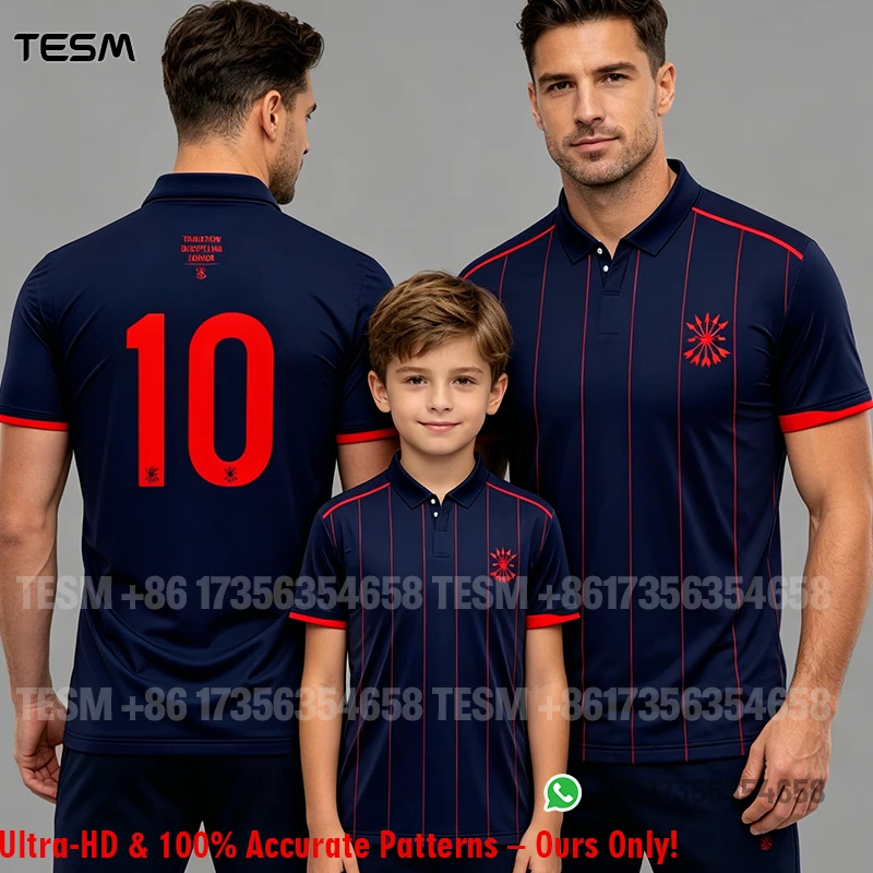 TESM Retro 3D Print Polo Shirt Breathable Short Sleeve Turn-down Collar Sportswear Family Matching Outfits Training Tops