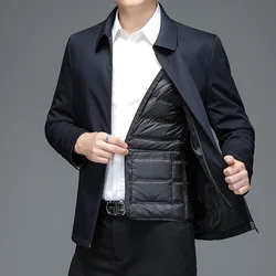 Autumn Jacket Men's Down Jackets Solid Color Casual Spring Blue Zipper 40% White Duck Coats for Men Clothing FCY4655