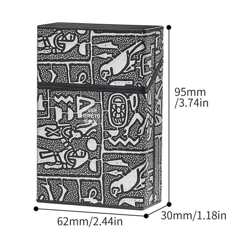 Black and Golden Egypt Cigarette Case Cover for Men and Women, Smoking Box Sleeve, Pocket Cigarettes Pack, Gift, Hold 20 Sticks