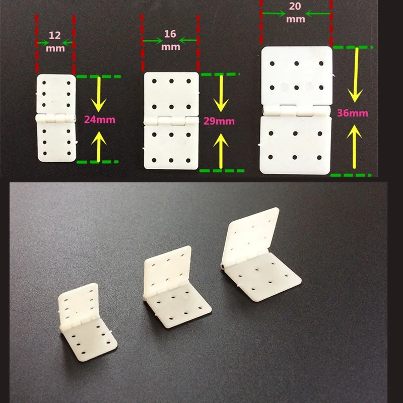 20pcs/lot Nylon & Pinned Hinge 20x36mm 16x29mm 12x24mm For RC Airplane Plane Parts Model Replacement