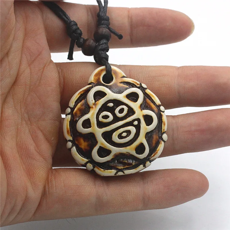 Rico Taino Pendant Necklace Tibetan Antique Style Sun Tribe Men Women Rope Chain Maori Tribe Necklace