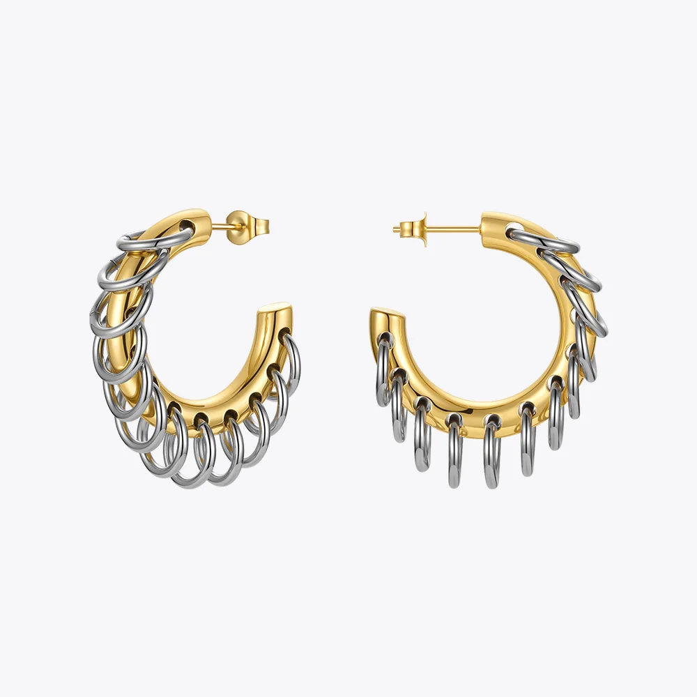 ENFASHION Punk Circle Loop Earring Stainless Steel Hoop Earrings For Women Gold Color Brincos Feminino Fashion Jewelry E211304