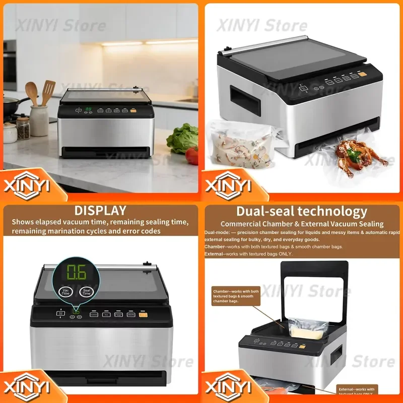 for Fully Automatic Stainless Steel Commercial Chamber Vacuum Sealer 98 KPa Capable of Both External and Internal Vacuum