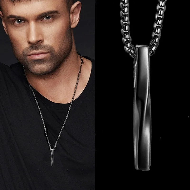 Men's Fashion Accessories Simple Stainless Steel Pendant Geometric Necklace Design Suitable for Any Occasion Party Necklace