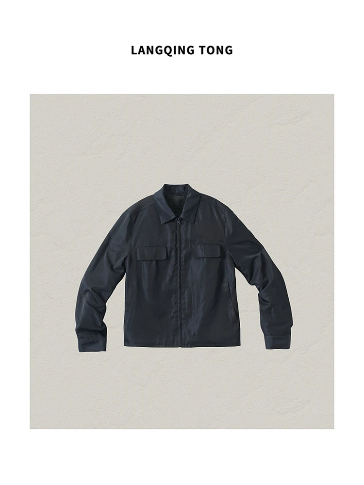 

Beibei k Blue ort Casual Jaet Collar Workwear Top Women's Loose Fit Polyester Fiber Long Sve Zipper Closure Coat