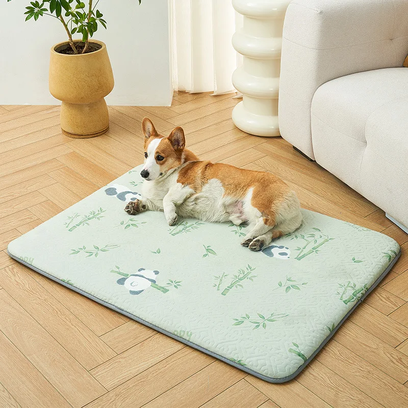 Alfombrilla de verano para perros medianos y grandes, cama de sensación fresca, alfombrilla de suelo para dormir, nido de gato de gran espacio, suministros universales para las cuatro estaciones