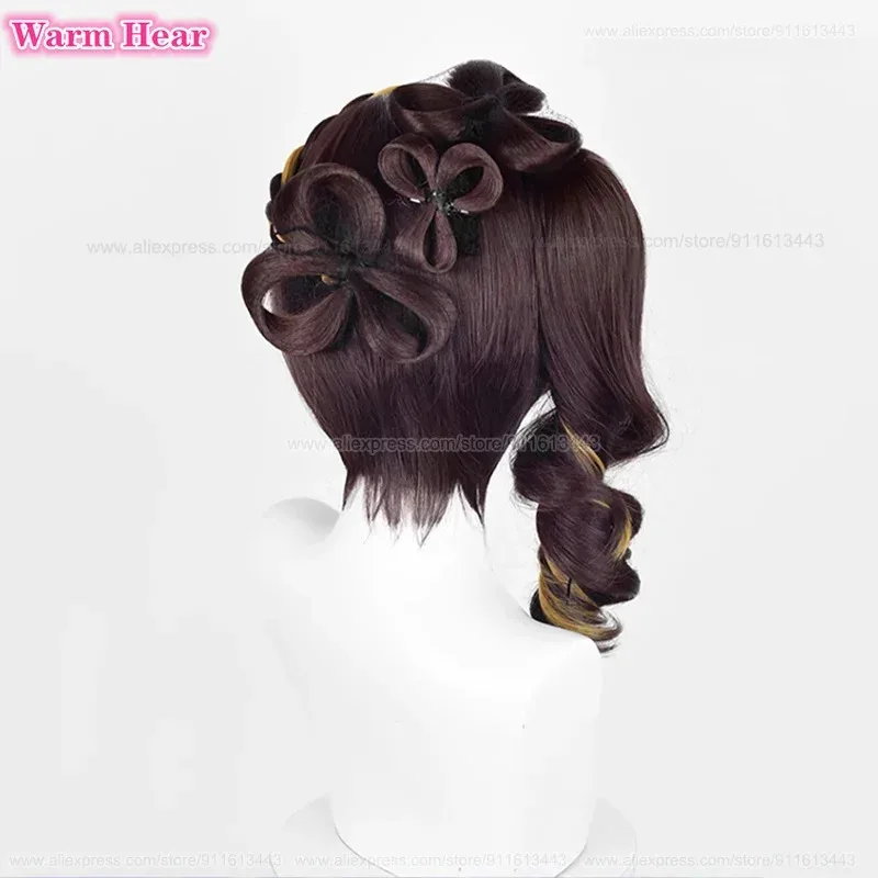 Синтетический парик Chiori, короткий, 43 см, коричневый, с бликами, желтый зажим для хвоста, парик для косплея, термостойкие волосы, парики для Хэллоуина