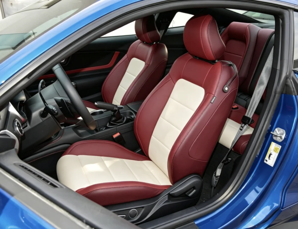 Für Mustang GT 2015~2022 Maßgefertigte Autositzbezüge Luxuriöses Nappaleder 100% Passgenau Innenraumzubehör 360 ° Vollständige Abdeckung – Detail 10