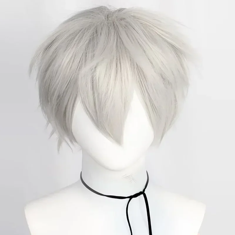 Universal Short Cosplay Wig Silver Red Pink Blonde Green Black Straight Men's Synthetic Wig for Halloween Cosplay Costume Party