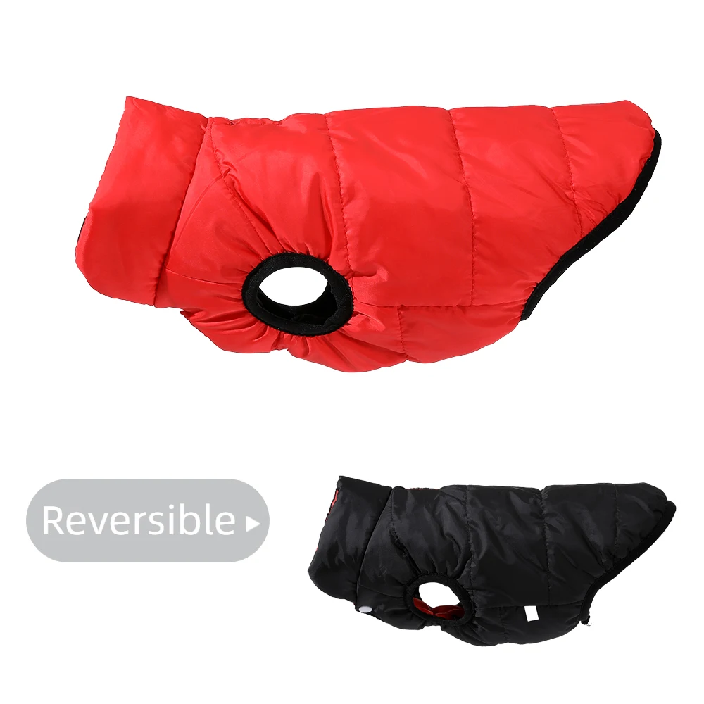 Wasserdichte warme Hundekleidung für kleine und mittelgroße Hunde, wendbare Winter-Haustierjacke, gepolsterte Weste, leichtes Welpenmantel-Kostüm – Detail 7