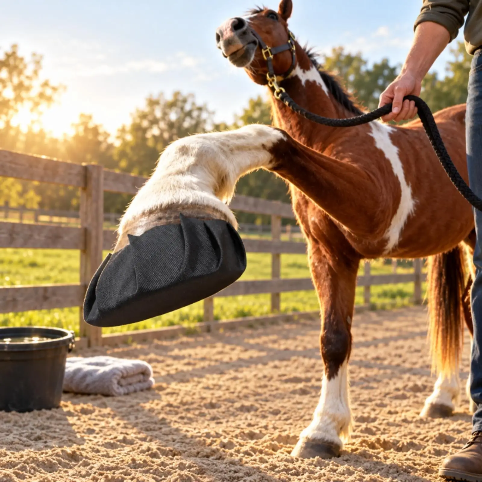 Horse Hoof Cushion Pad Felt Dressing Wrap for Equine Wound Care Recovery Support with Bandage for Stable First Aid Kit