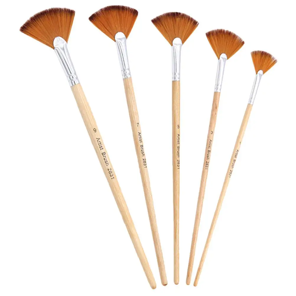 

5 Pcs Painting Brush Set Comfortable Handle Kids Cultivate Ability Premium Material Nylon Bristle Absorption Flexible Use