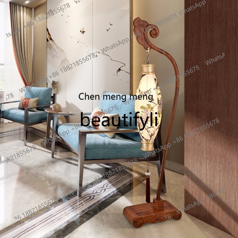 النمط الصيني الجديد، دراسة غرفة النوم العتيقة، غرفة المعيشة على الطراز الصيني، المصابيح بجوار الأريكة H #3