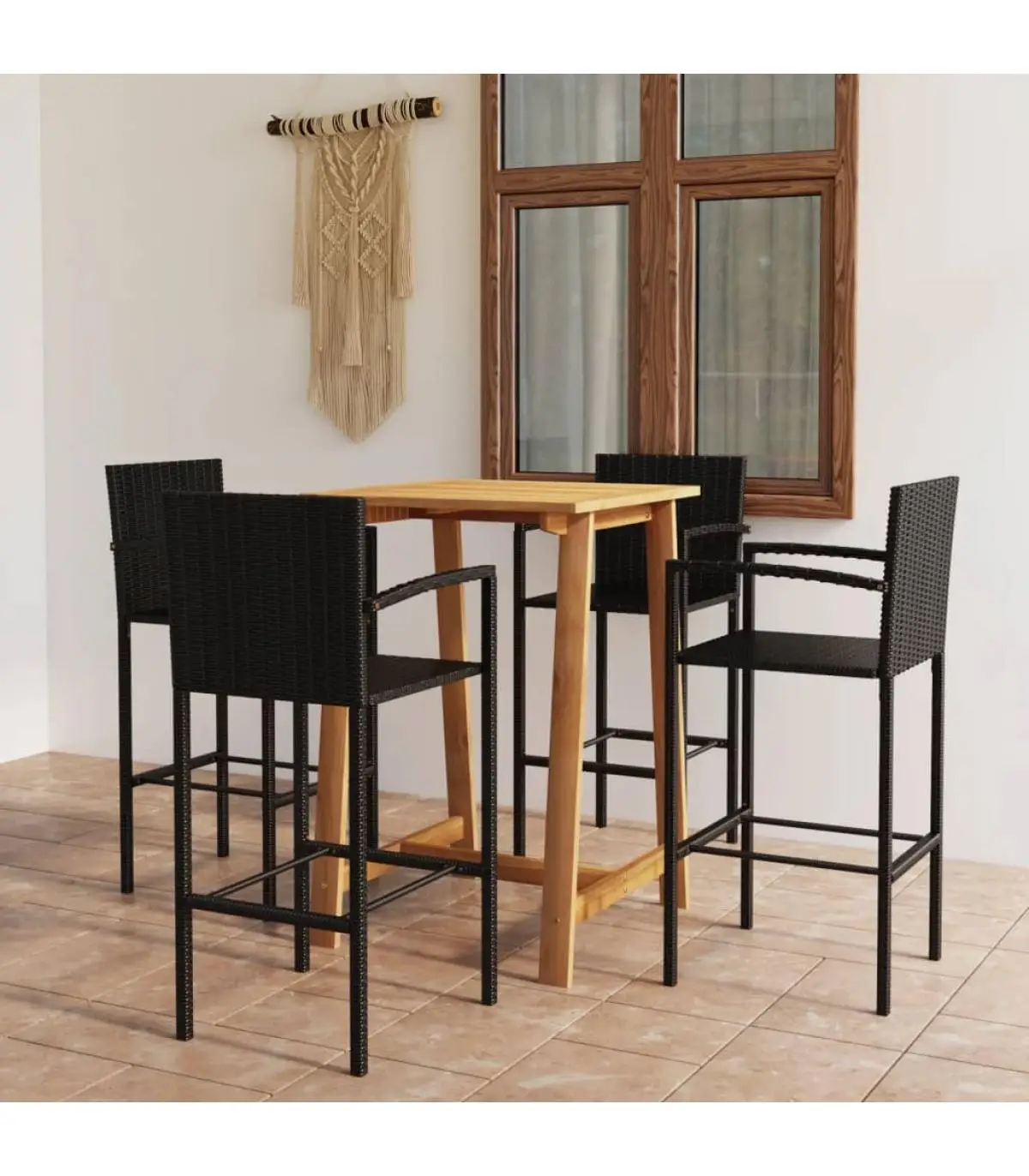 Garden sets garden bar set 5 pieces Black