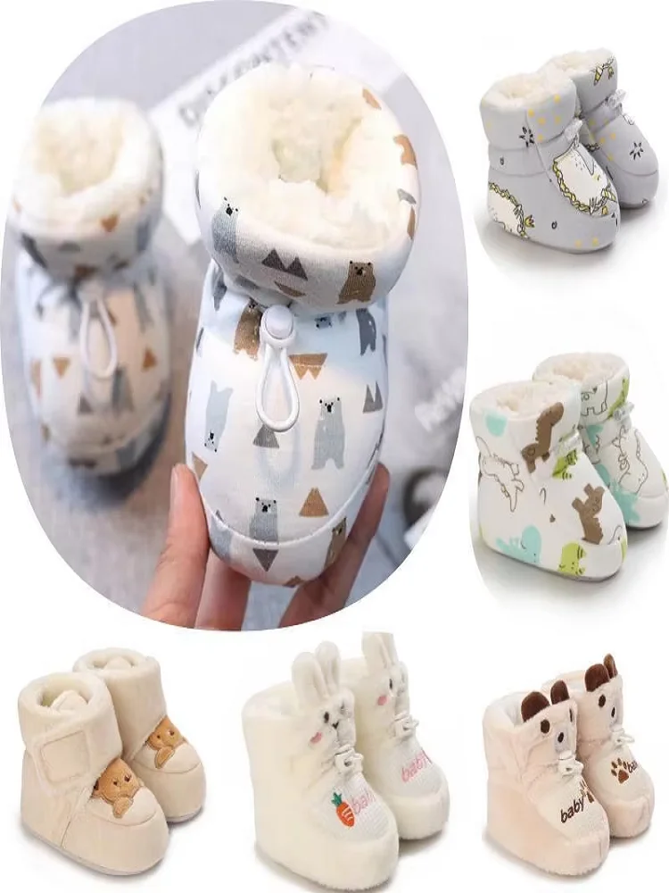 Bottes d'hiver pour bébé, semelle souple, antidérapantes, chaussures chaudes pour tout-petits, garçons et filles, chaussons de marche mignons pour nourrissons" ​ ​