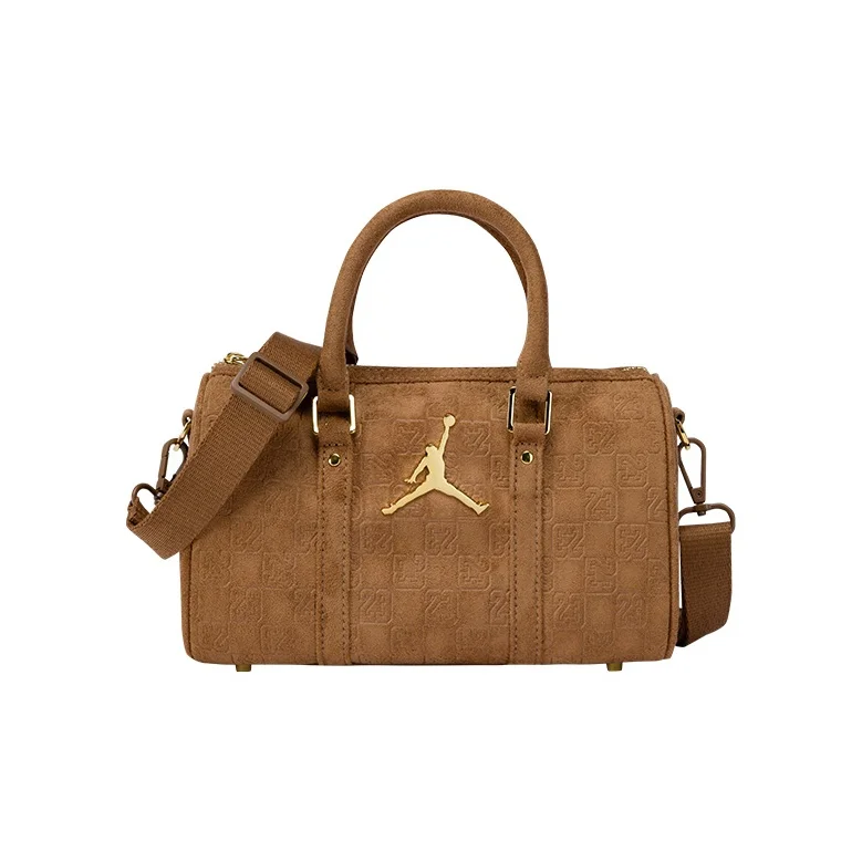 Jordan Faux Suede Boston Bag Crossbody Handbags Unisex Light Brown JD2533091AD-001
