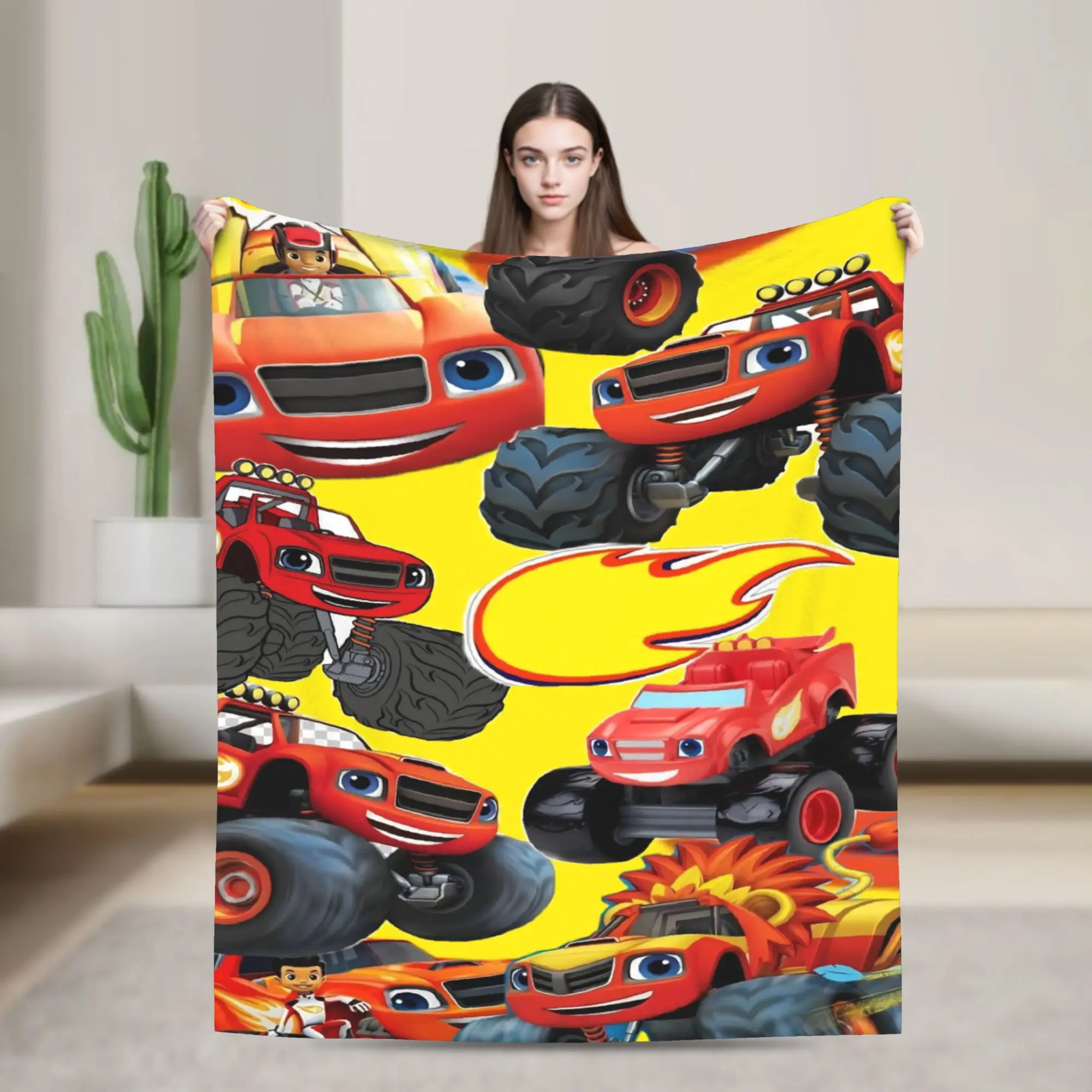Blaze and the Monster Machines Throw Blanket for Couch  Fuzzy Soft Plush Blanket 50x60 Inches Multi-size Bedspread