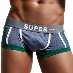 SUPERBODY Underwear Men Boxer Shorts Sexy U convex Design Mesh Breathable Male Panties Underpants Boxers for Man