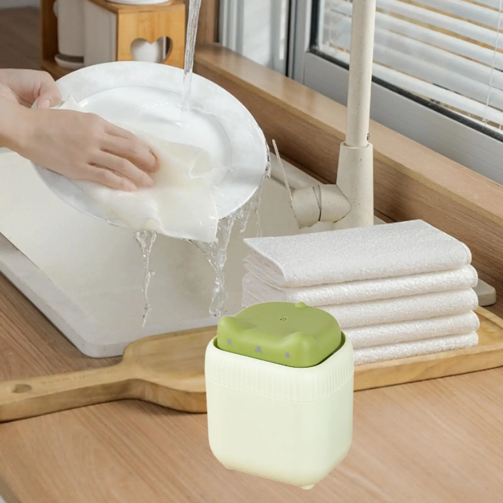 Plastic Kitchen Soap Dispenser Sponge Dish Holder Countertop Organizer Cute Liquid Pump Bottle for Daily Cleaning