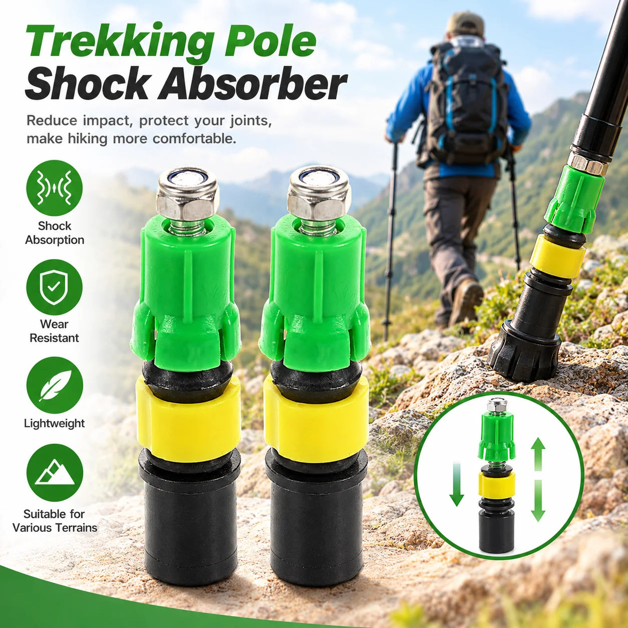 Trekking Pole Internal Lock Expansion Tube Wear Resistant Hiking Stick Replacement Parts High Strength ForWalking Mountaineering