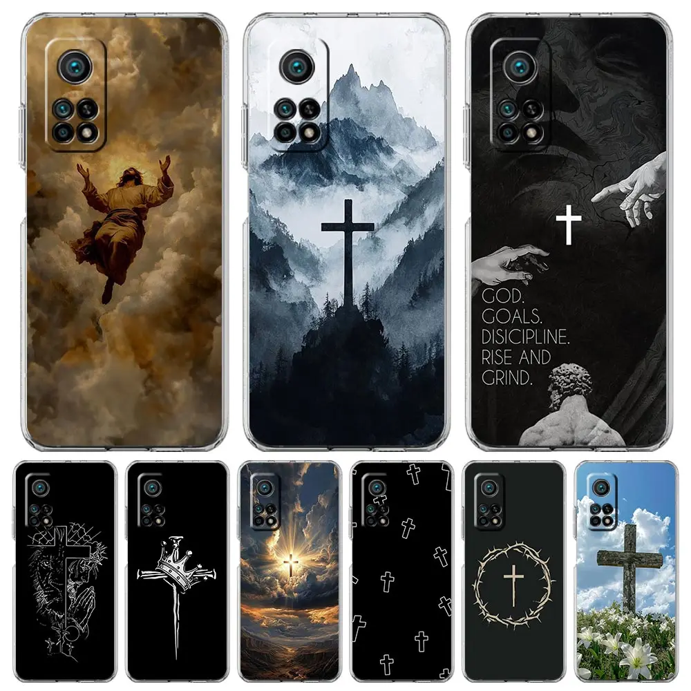Coque de téléphone pour Xiaomi Mi Poco X7 X6 X5 NFC X3 Pro 17 15T 15 14T 14 13T 11 12 13 Lite, housse transparente en TPU, Bible chrétienne jésus