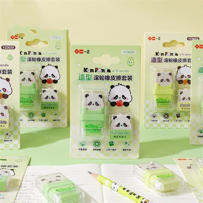 16set/lot Kawaii Panda Eraser Cute Writing Drawing Rubber Pencil Erasers Stationery Kids Gifts School Office Supplies