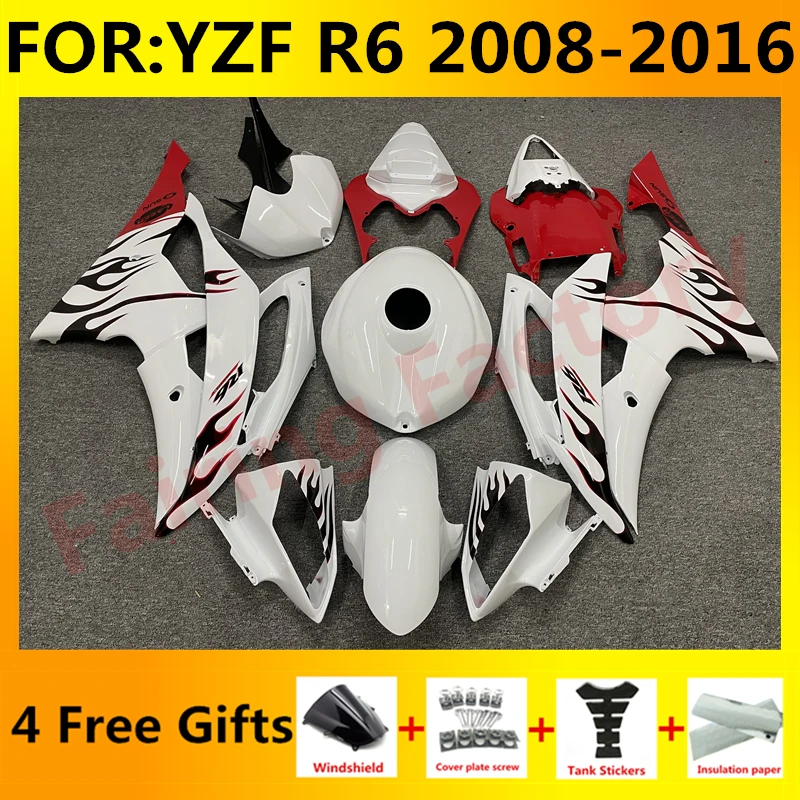 

Motorcycle full Fairing Kit fit For YZF R6 YFZ-R6 2008 2009 2010 2011 2012 2013 2014 2015 2016 Bodywork Fairings red white