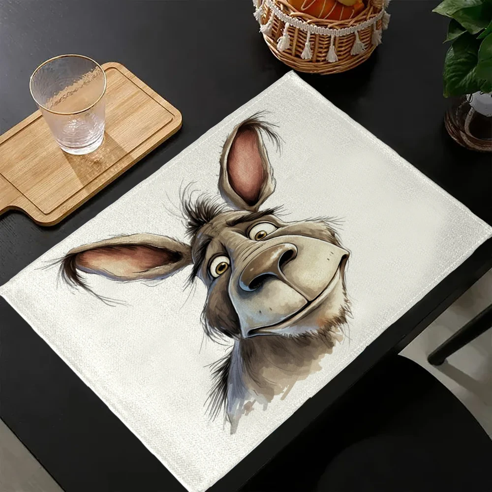 Funny Donkey Print Placemat, Durable, Heat-Proof & Washable, Home Dining Table Mat