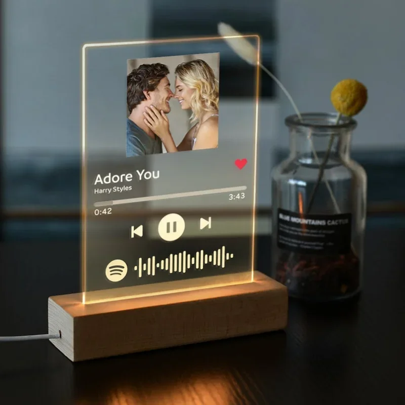 Personalized Spotify Music Plaque, Custom Photo Acrylic Board, Favorite Song Album Cover, Birthday Gift for Girlfriend