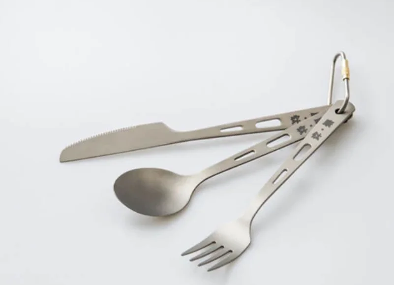 

Набор столовых приборов из трех предметов для кемпинга, титановый Походный нож, титановая вилка и Титановая Ложка