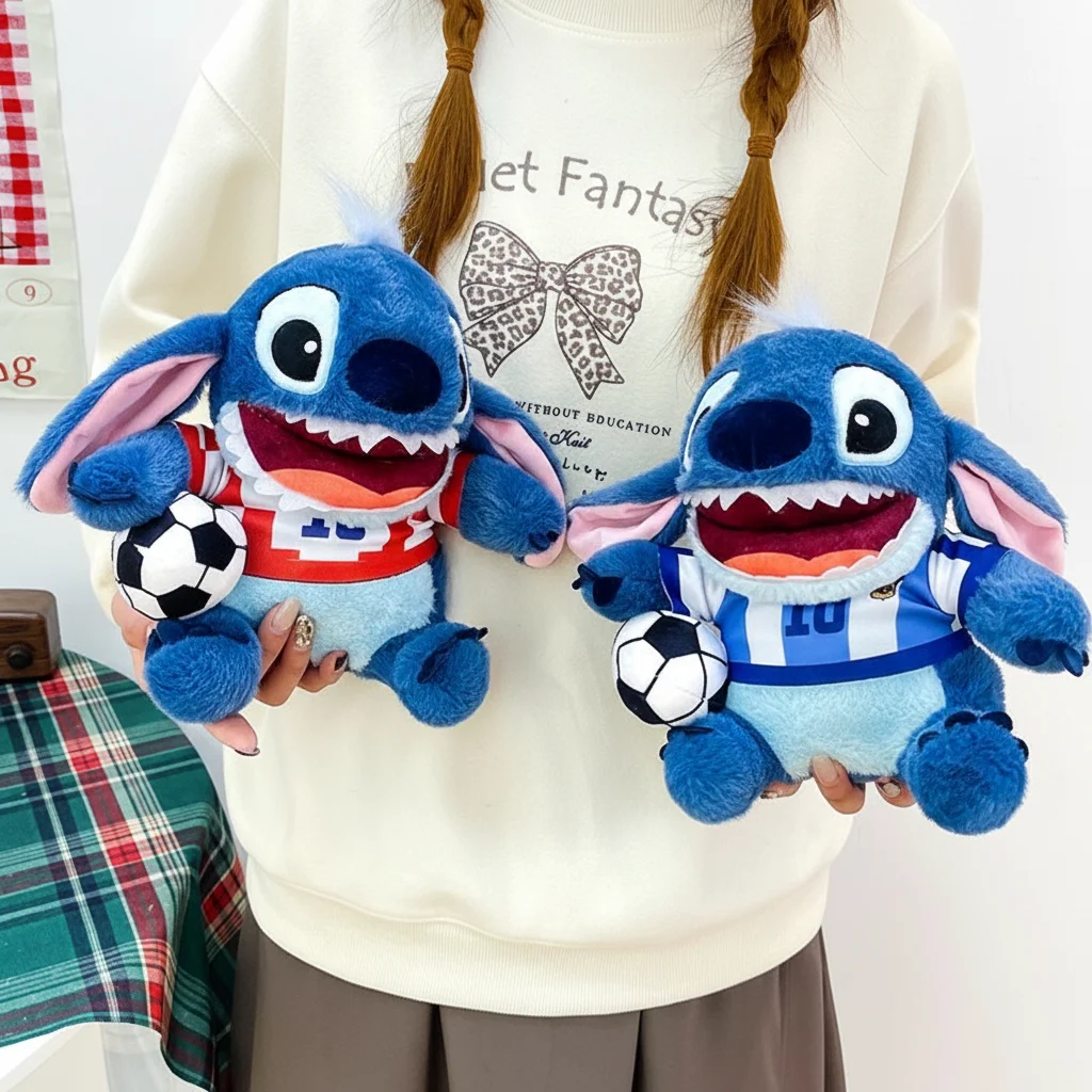 スティッチぬいぐるみフットボールシリーズ人形No.10フットボールリロ＆スティッチスーツブルー漫画かわいい睡眠仲間おもちゃ23cm
