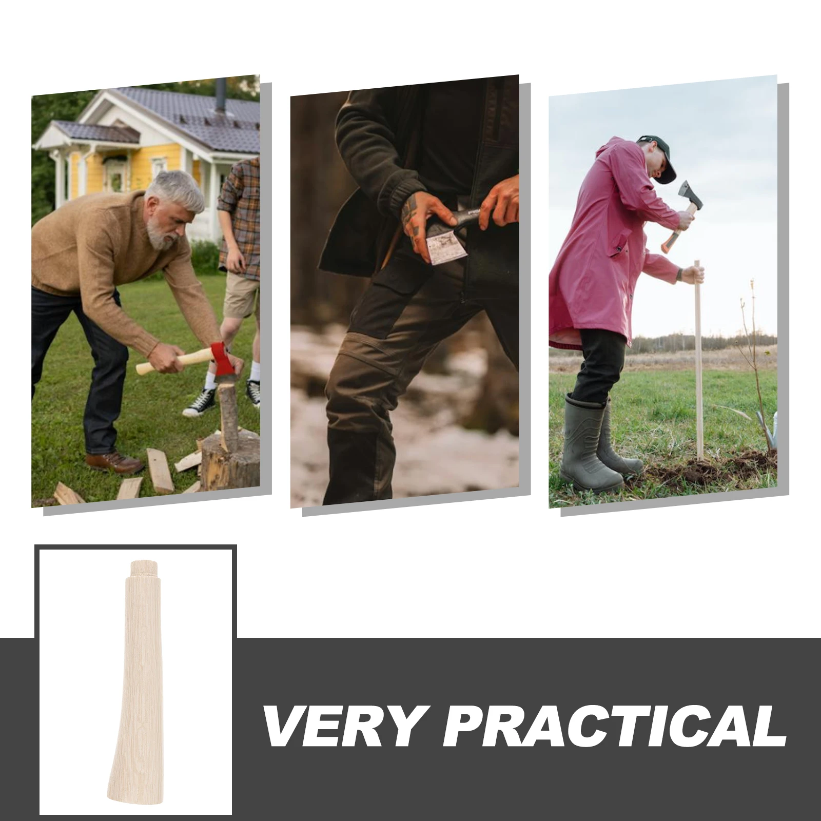 

Wooden Replacement Sturdy Ergonomic Grip For Firewood Hatchet Camping Tool Handle Repair Wood Axe Accessory Non-Skid Wood Handle